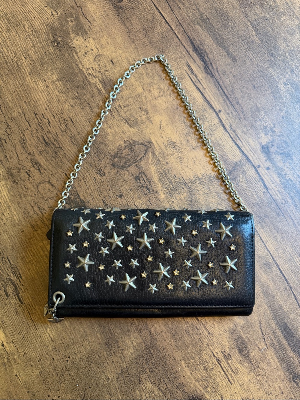 Jimmy Choo Black Star-Studded Wallet on Chain - Picture 3 of 7